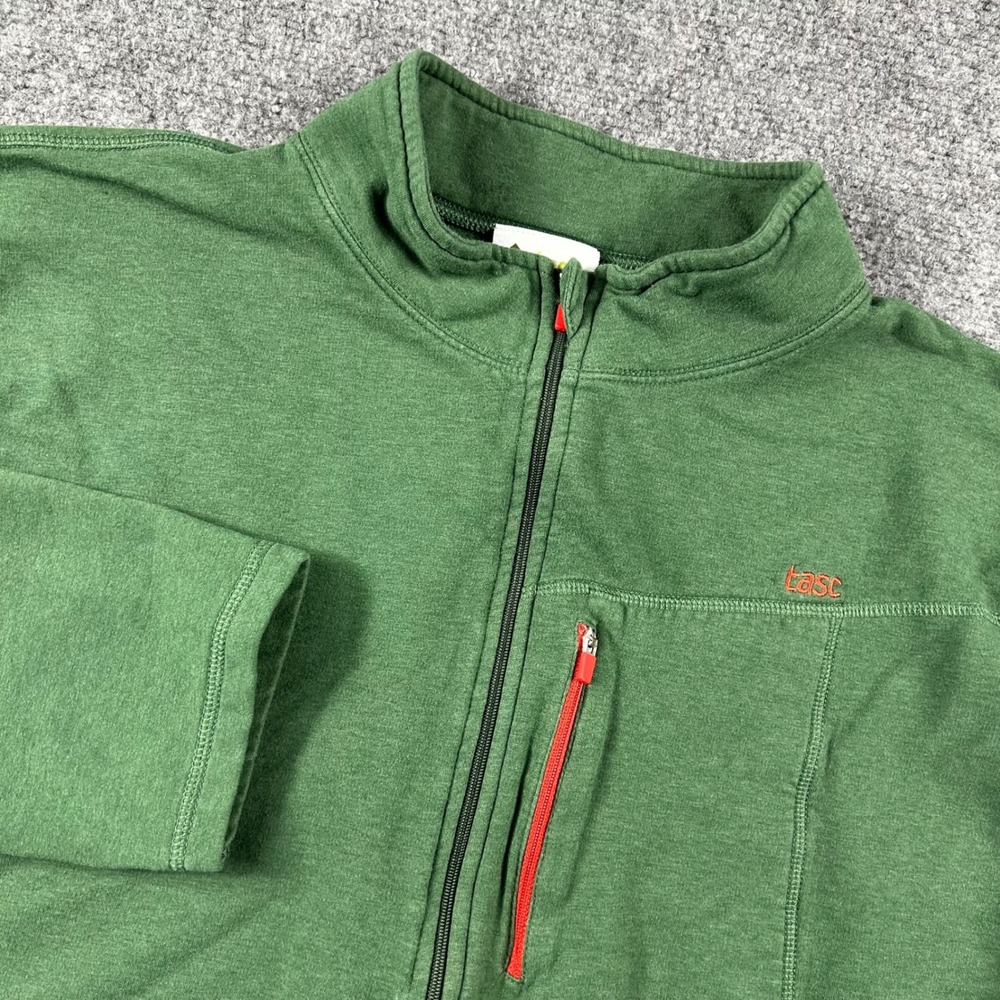 tasc Performance Quarter Zip Mens XL Green Bamboo Organic Cotton Pullover